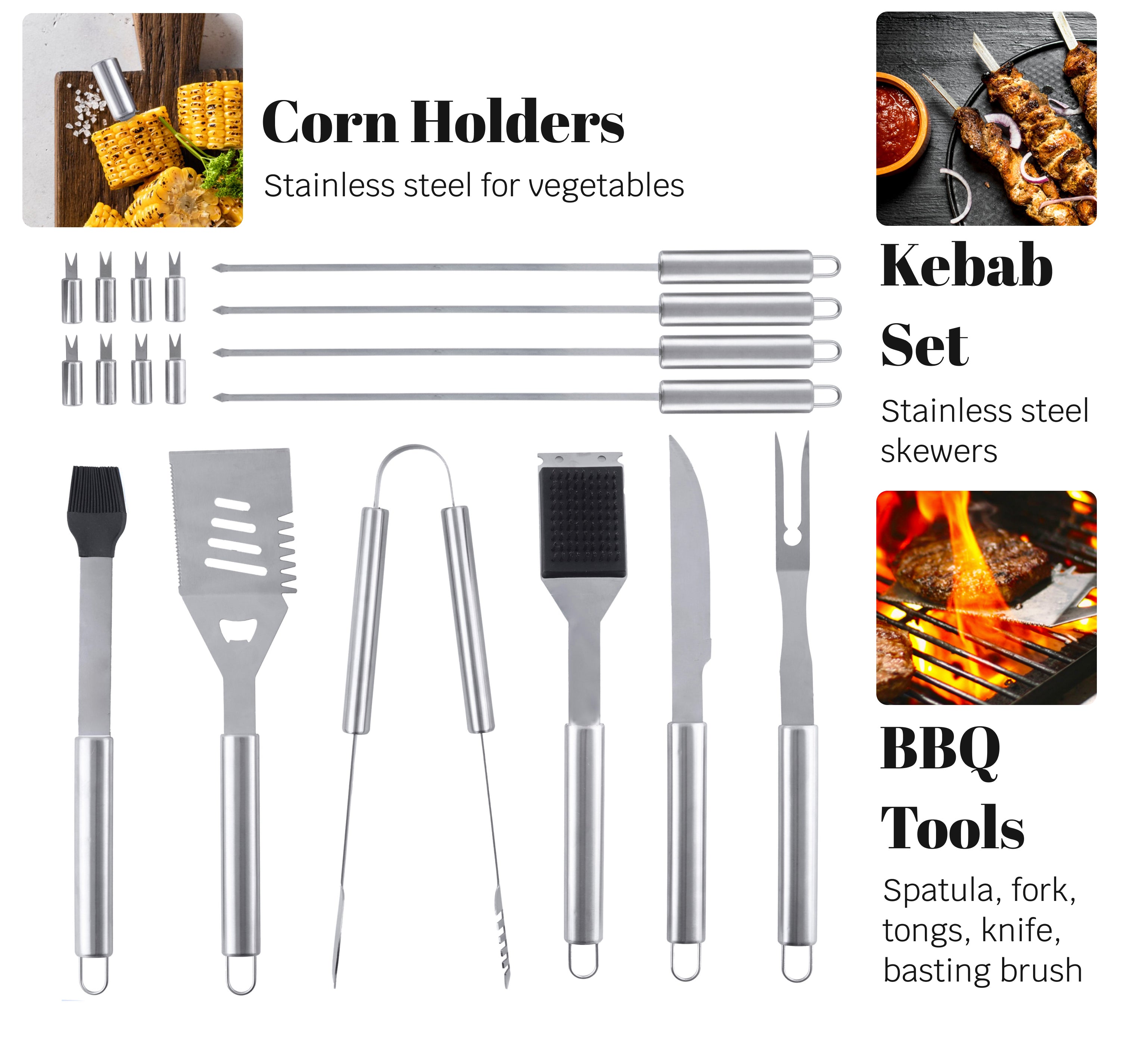Grill Accessories for Outdoor Grilling - Outdoor Grill Accessories for Barbeque "Denver" - Premium Grill Tool Sets Grilling Utensils Set - Griddle Accessories Kit - BBQ Gear