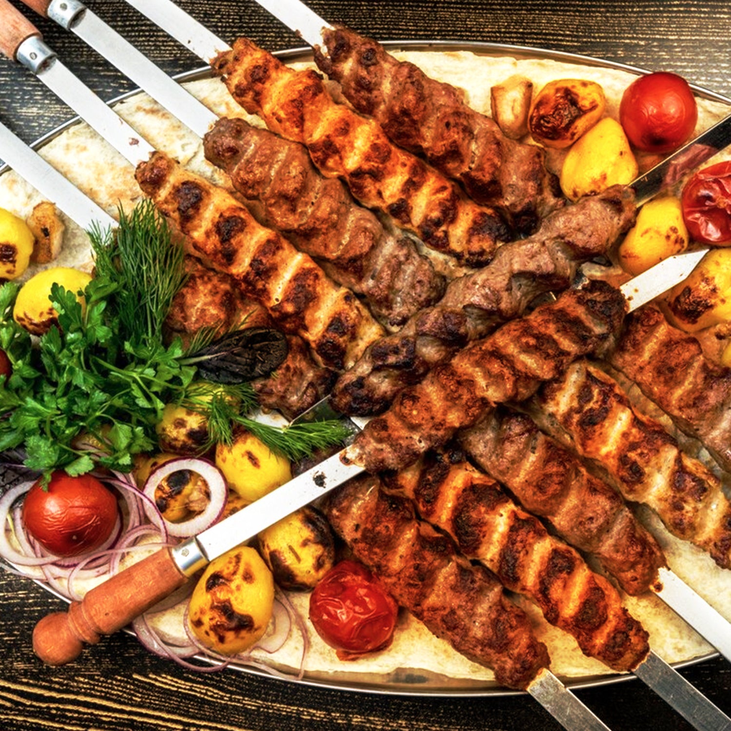 Barbecue set leather container Adana Kebab