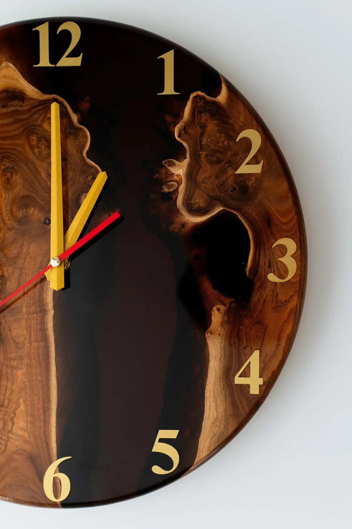 Wood and Epoxy Clock - 14 in (35 cm) Diameter - Handmade Wall Clock