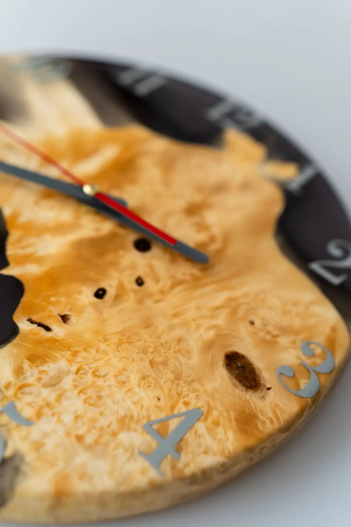 Wood and Epoxy Clock - 12 in (30 cm) Diameter - Handmade Wall Clock