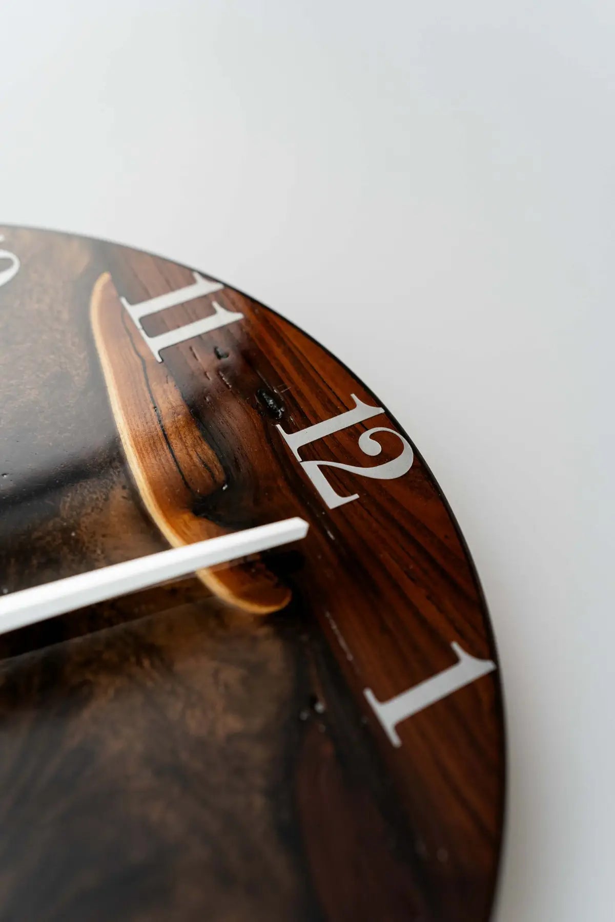 Wood and Epoxy Clock - 12 in (30 cm) Diameter - Handmade Wall Clock