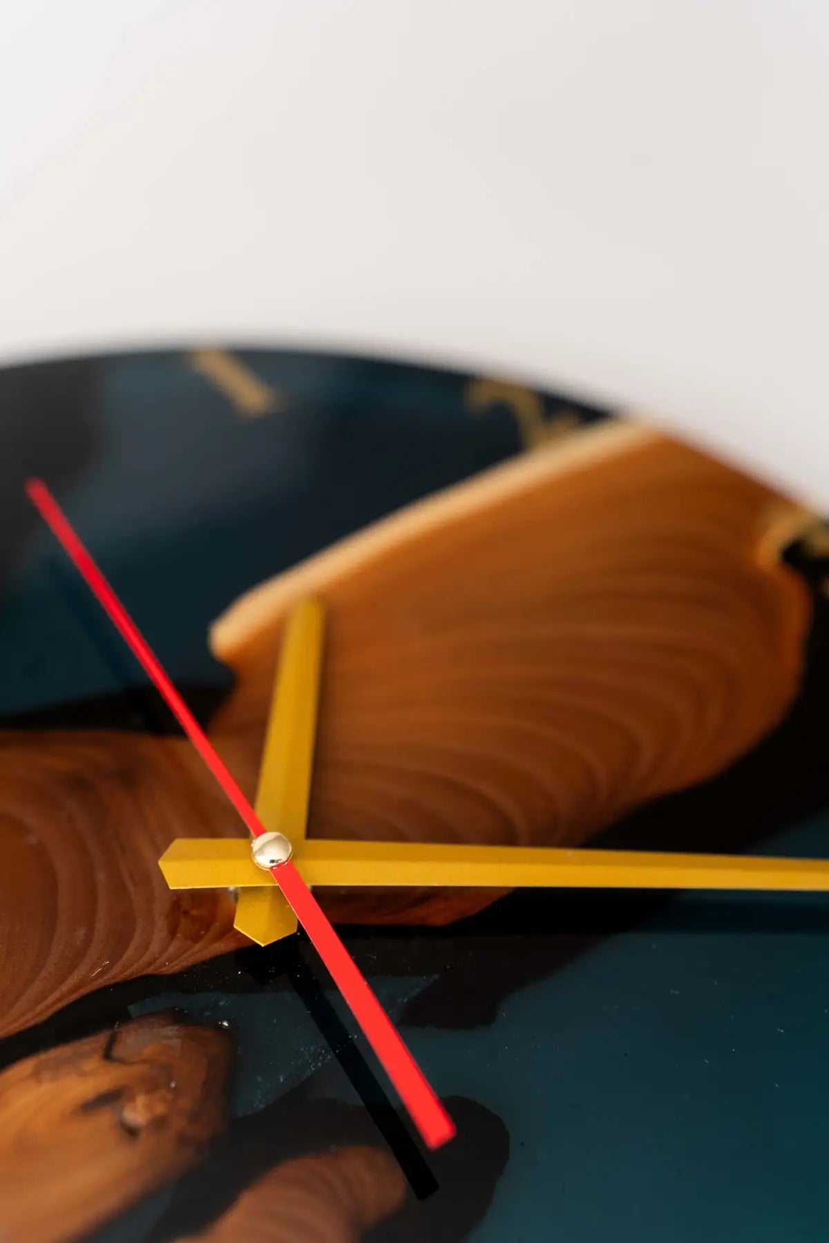 Wood and Epoxy Clock - 14 in (35 cm) Diameter - Handmade Wall Clock