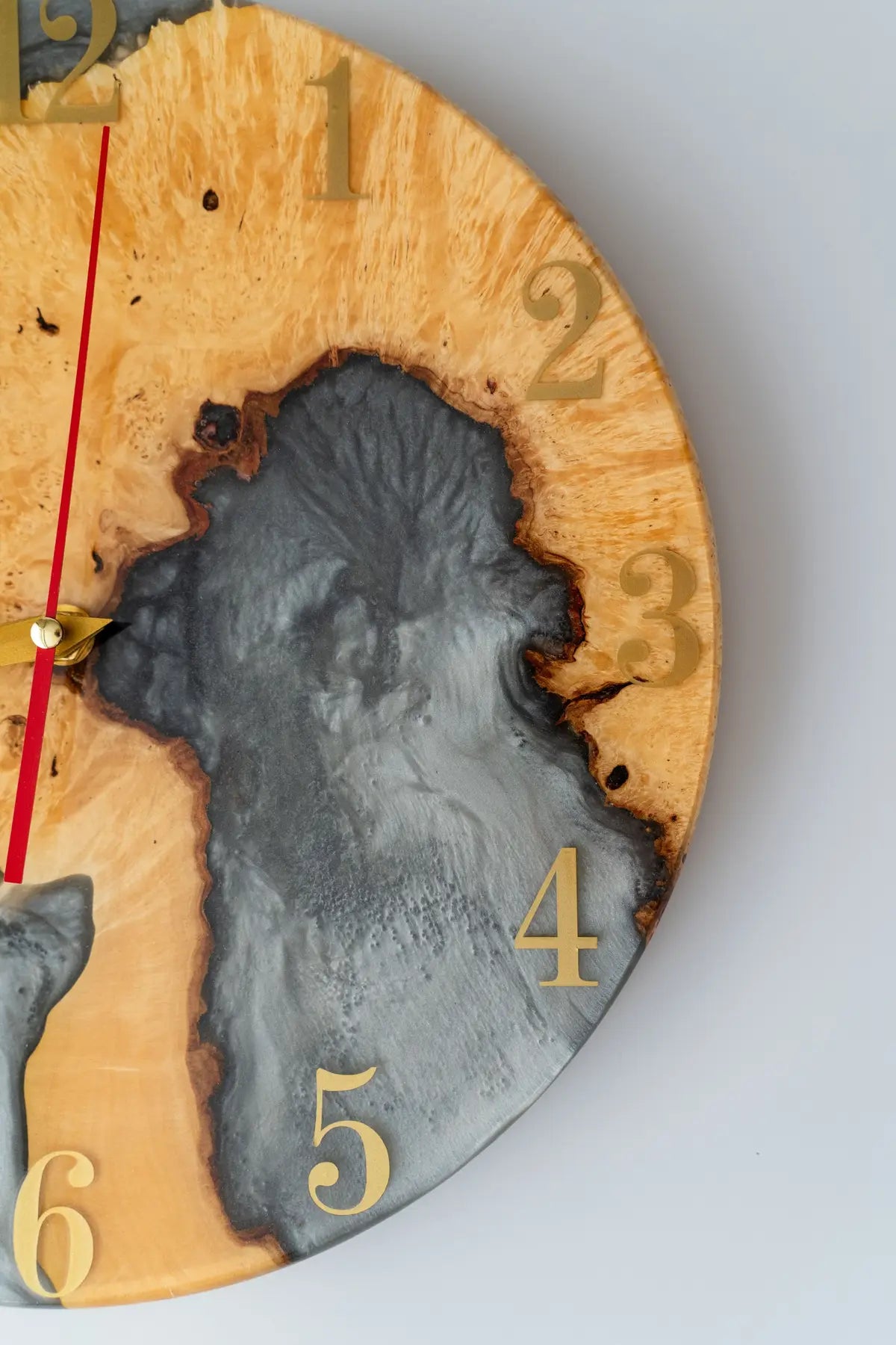 Wood and Epoxy Clock - 12 in (30 cm) Diameter - Handmade Wall Clock