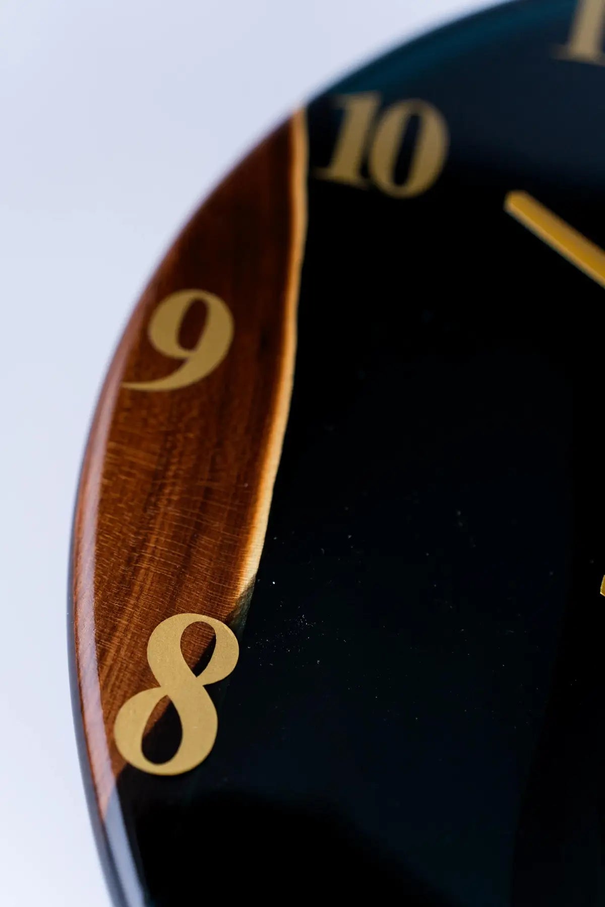 Wood and Epoxy Clock - 14 in (35 cm) Diameter - Handmade Wall Clock