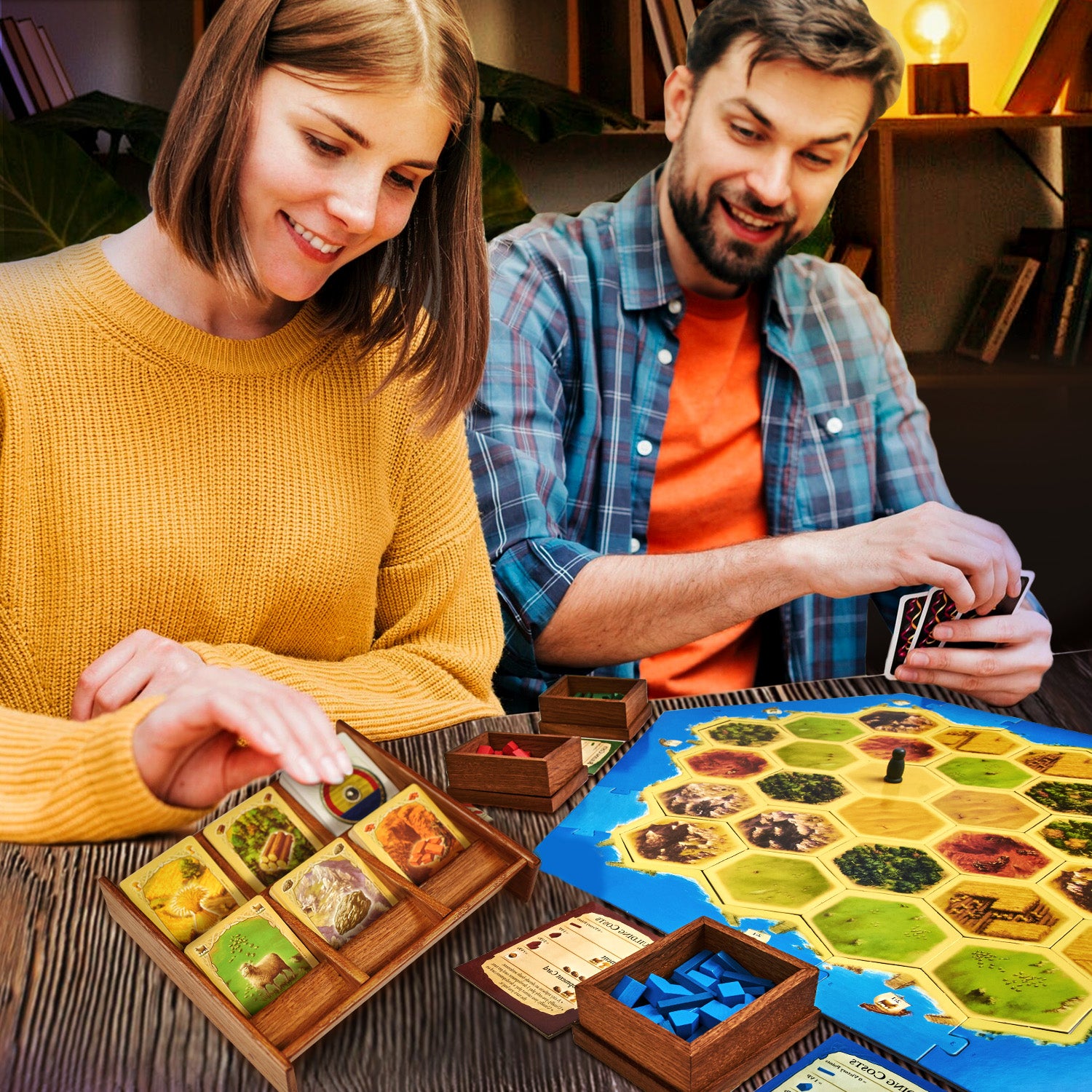 Koloniciler (Catan Yerleşimcileri) masa oyunu için doğal ahşaptan yapılmış düzenleyici