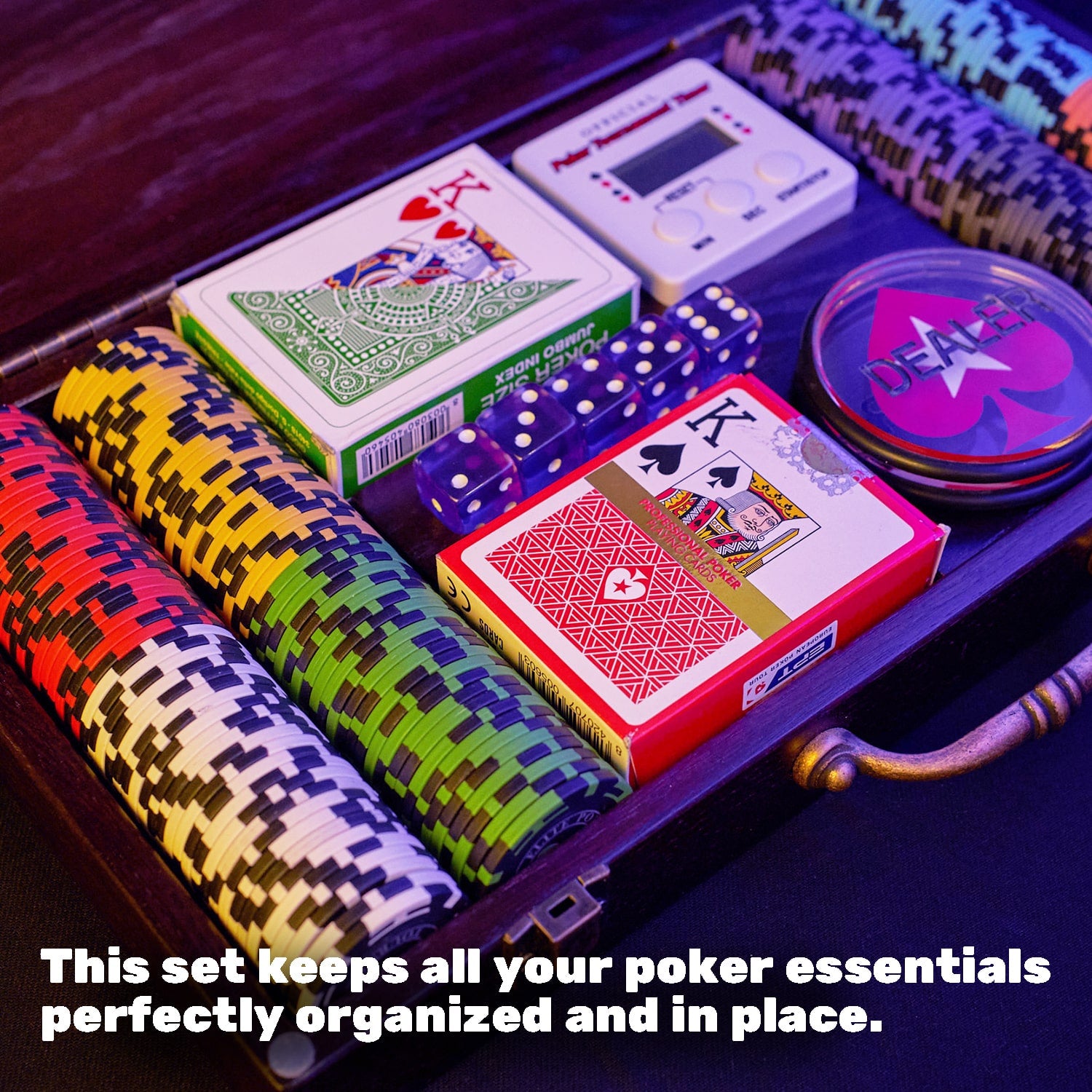 Poker set in a wooden case