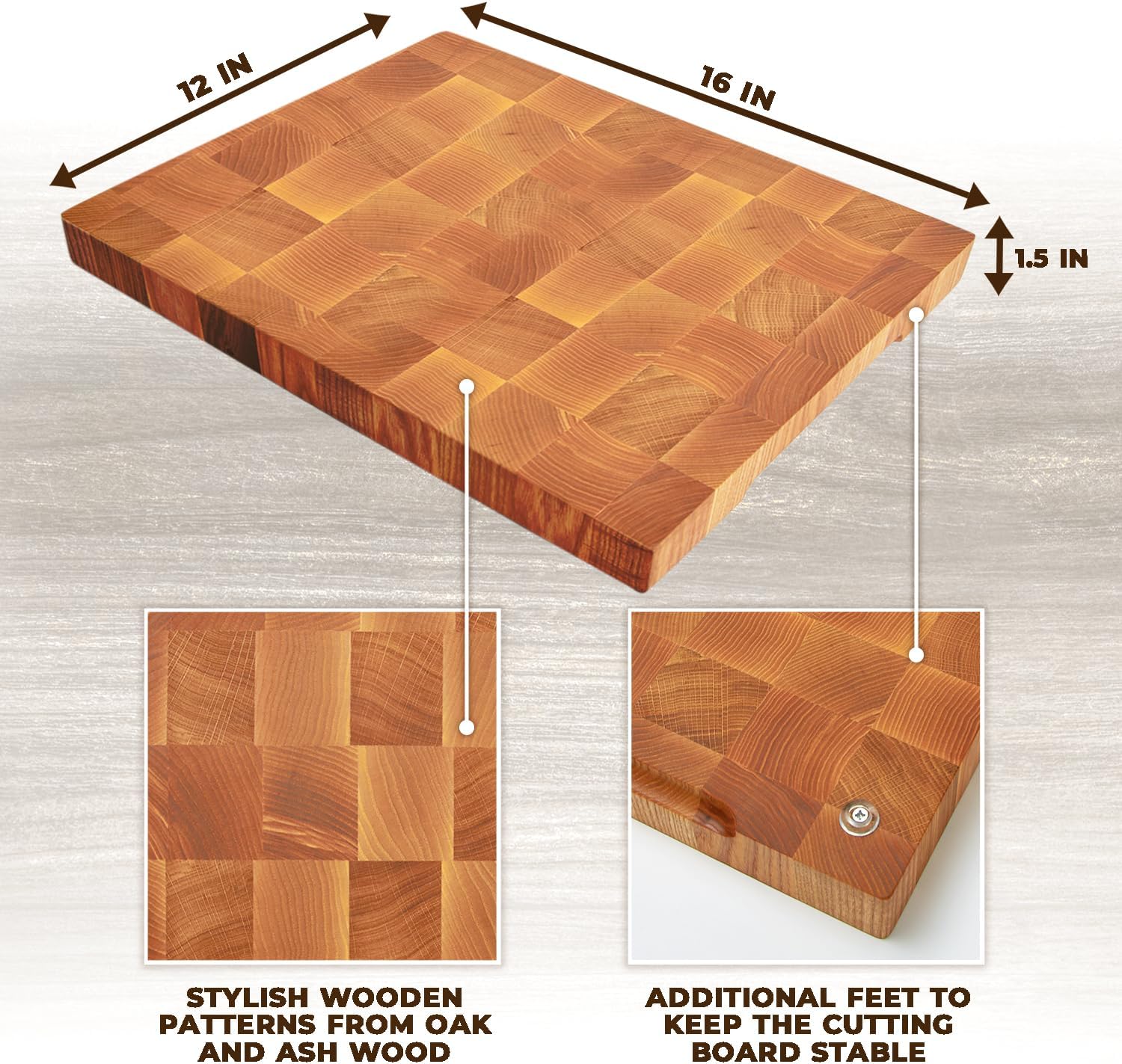 Wooden Cutting Board for Kitchen (16 x 12 Inches) - Kitchen Essentials for Cooking - Large Cutting Board