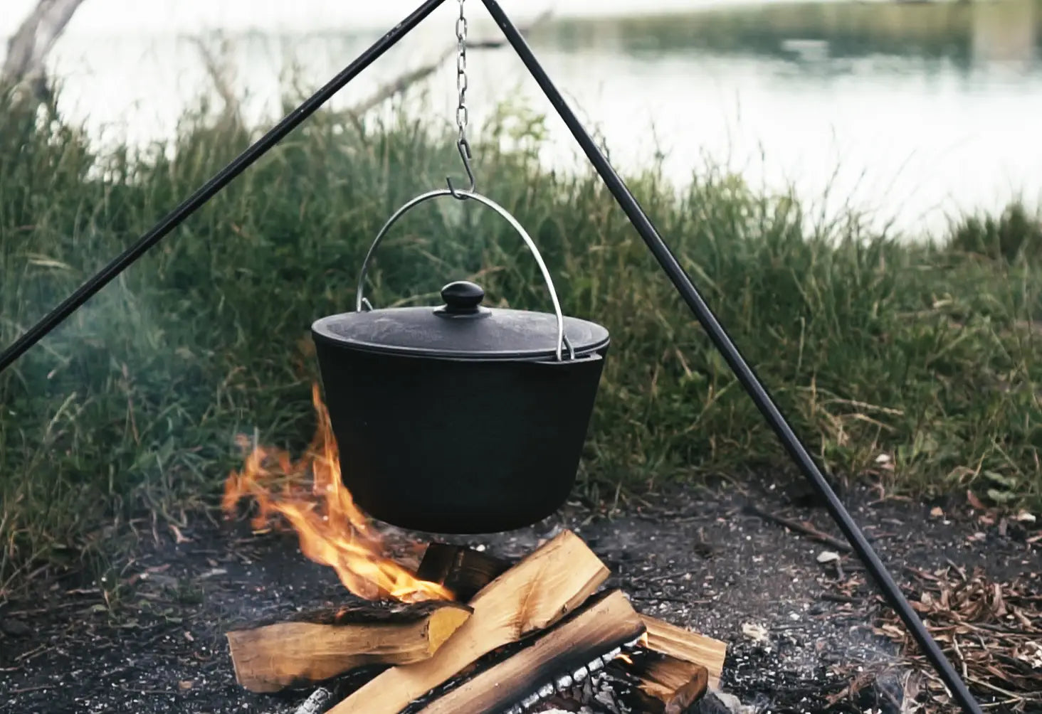 6.34 Quarts Dutch Oven Pot with Lid, Cast Iron Cauldron Uzbek Kazan Cast Iron, Premium Camping Cookware