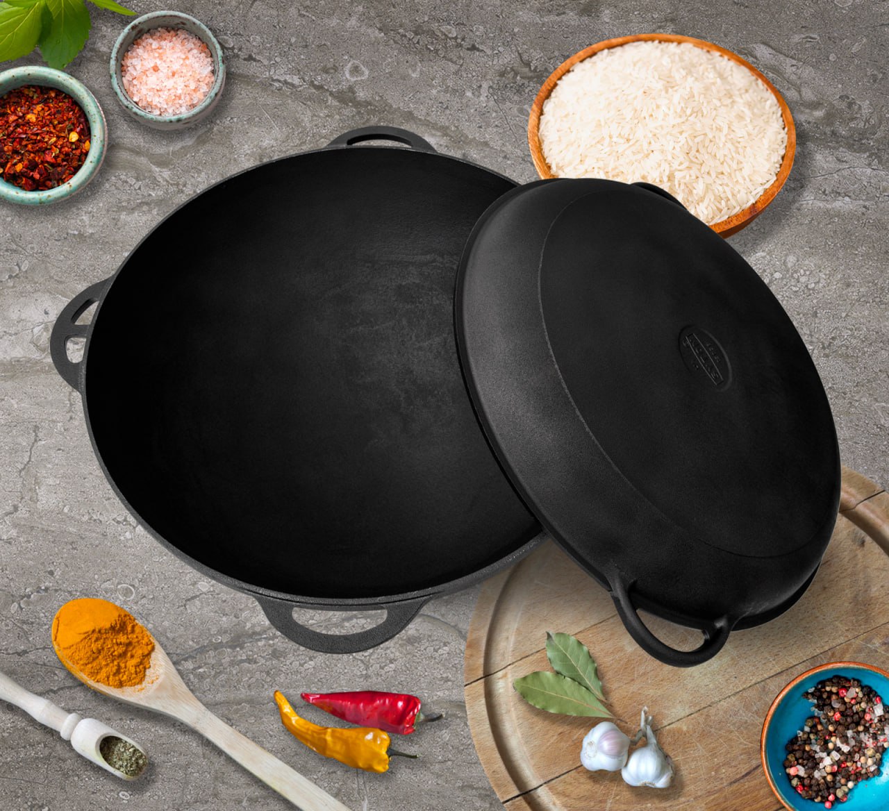 8,45 quart Cauldron with a Frying Pan Lid 2 in 1, Combo Cooker Heavy D