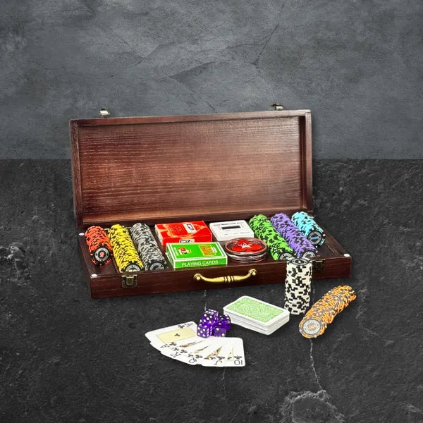 Poker set in a wooden case