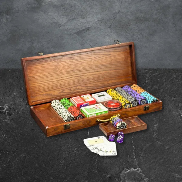 Poker set in a wooden case