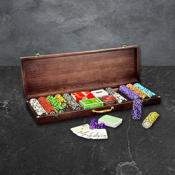 Poker set in a wooden case