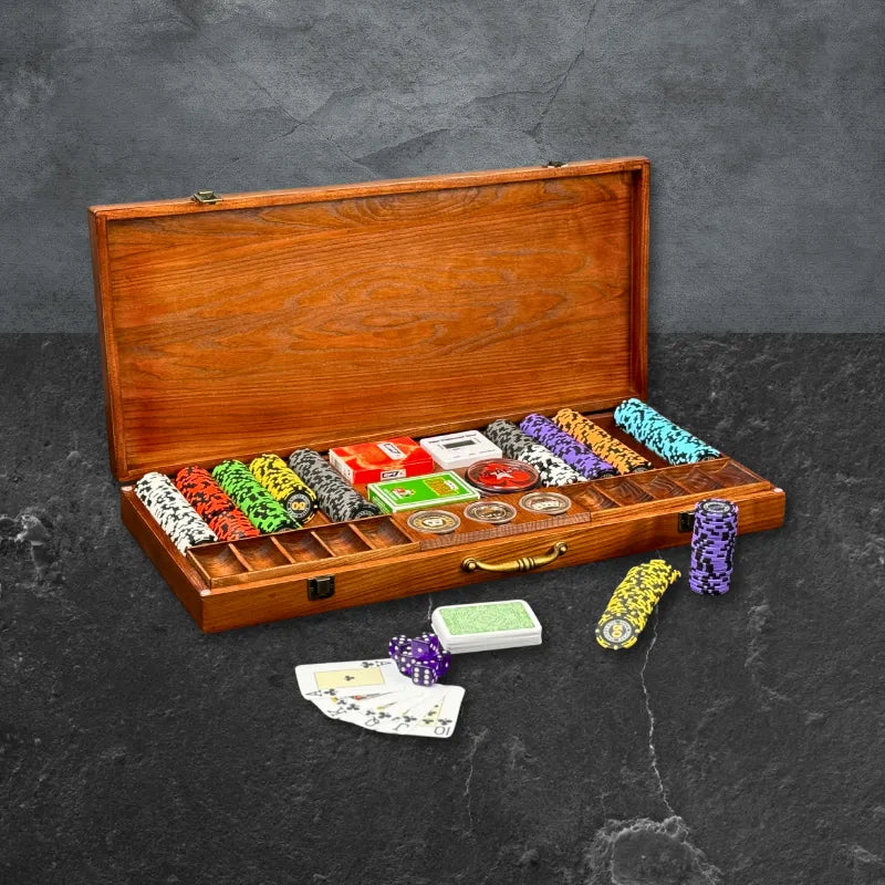 Poker set in a wooden case