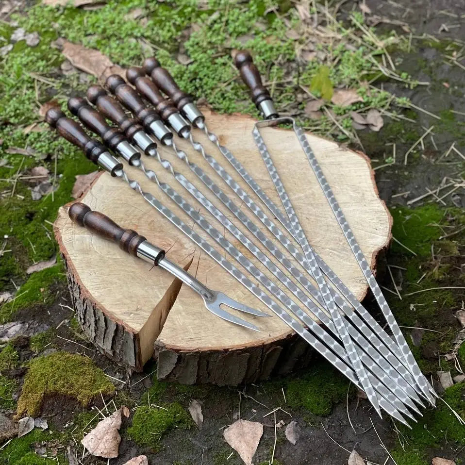 Camping Accessories BBQ Skewers Set “Auroch" In a Wooden Case - Table, 44 item