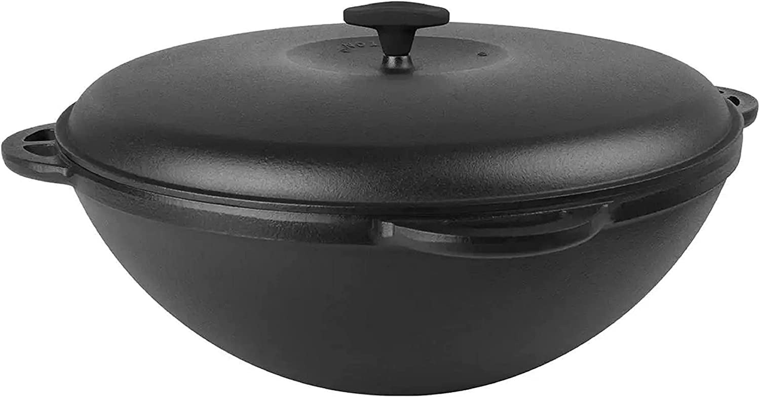 8,45 quart Cast Iron Braiser with a Cast Iron Lid, Camping equipment Outdoor Cooking