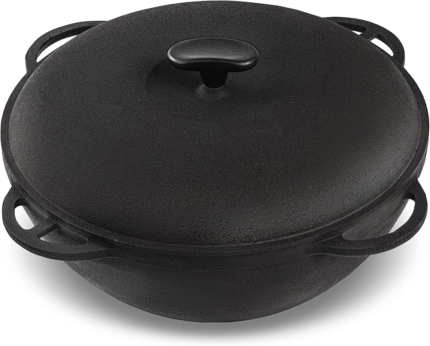 8,45 quart Braiser Pan WOK High-Quality Cast Iron with a Cast Iron Lid,  Outdoor Cooking
